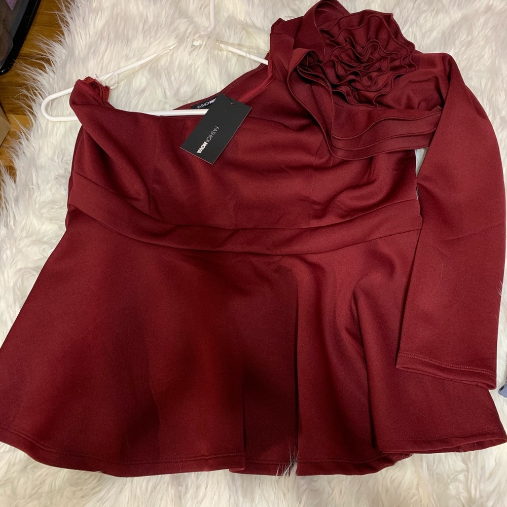 New Plus Size Fashion Nova Peplum Top